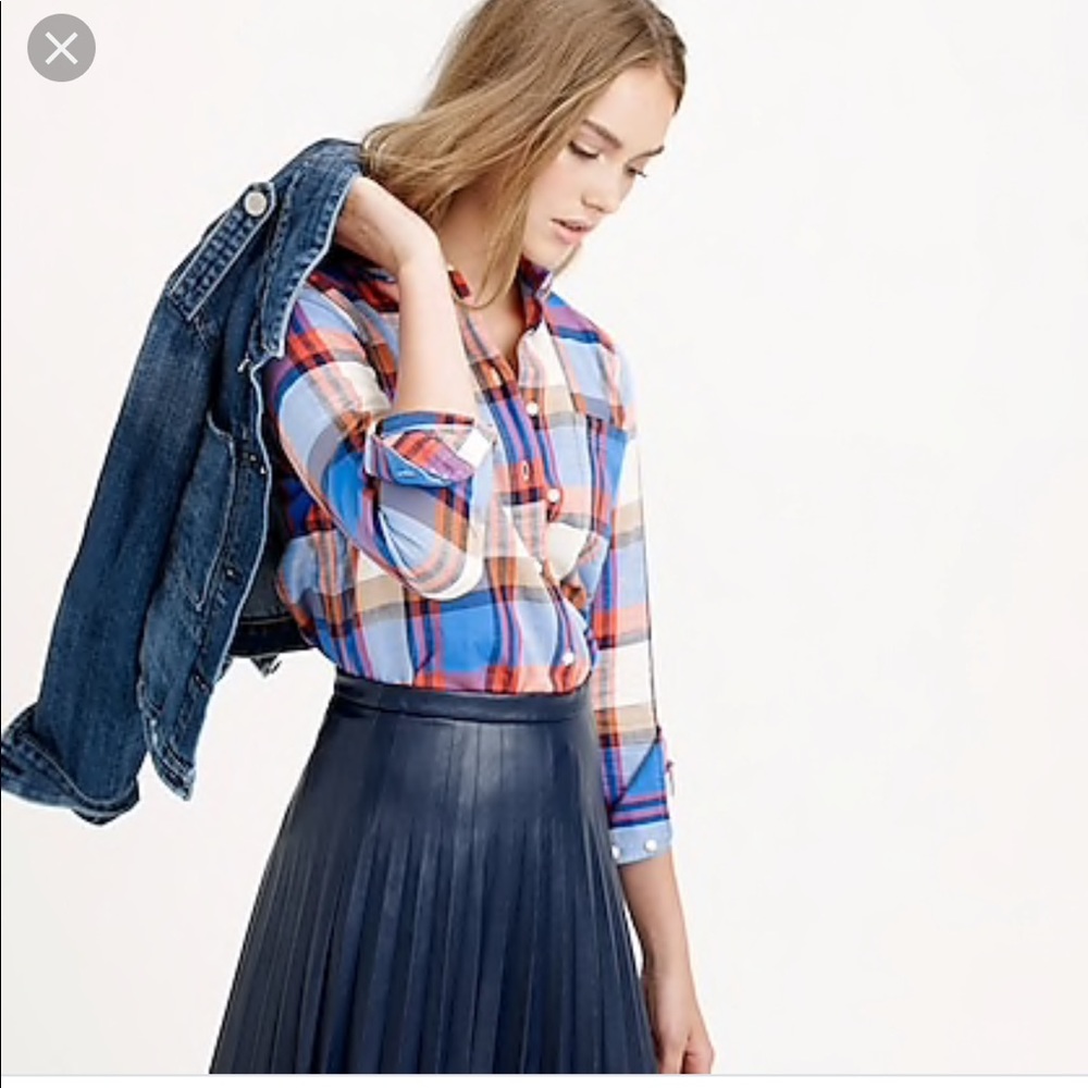 J crew boy shirt in packet blue plaid size 8